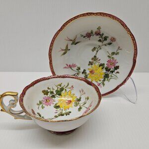 Hand Painted Chubu China Occupied Japan Cup & Saucer Gold Trim & Accents
